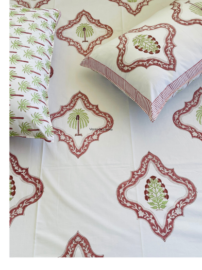 Mughal Butta Medallion Block Print Cotton Bedsheet