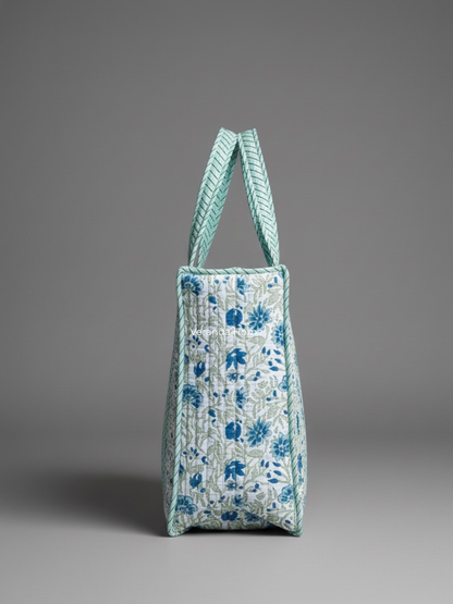 Azure Meadow Cotton Tote Bag