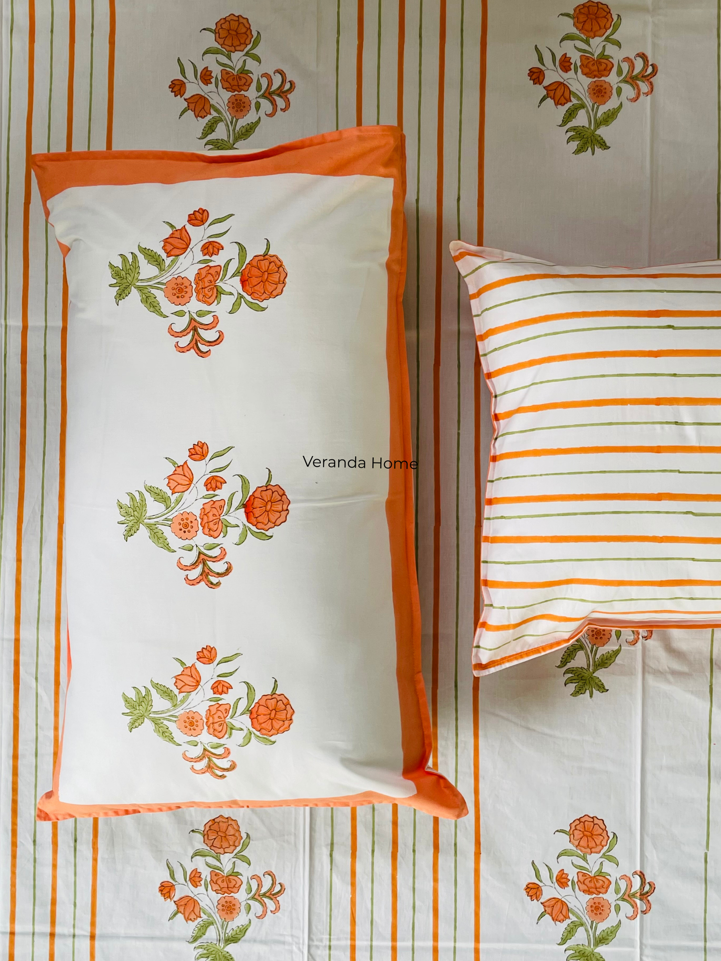 Kesari Block Print Cotton Bedsheet