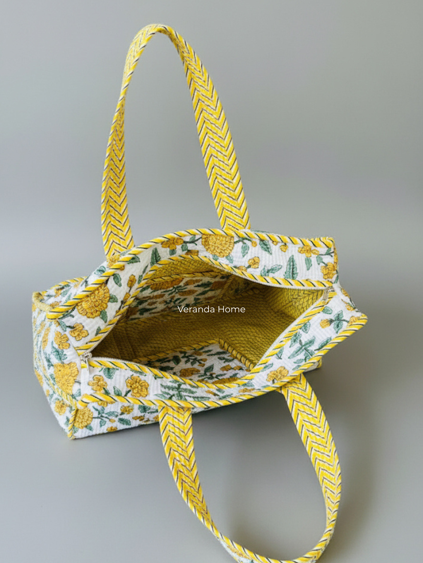 Golden Bloom Quilted Tote Bag