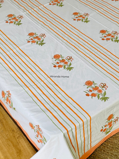 Kesari Block Print Cotton Bedsheet