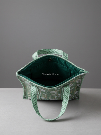 Sage Botanica Quilted Tote Bag