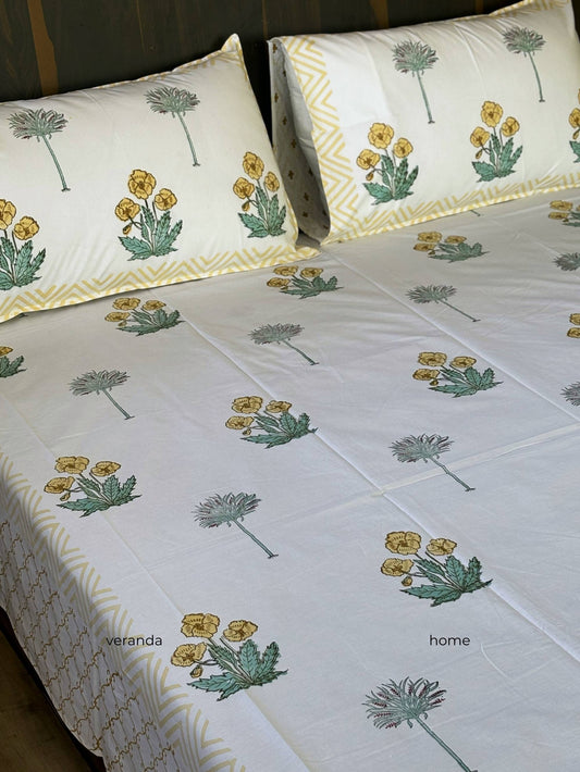 Floral Block Print Bedsheet