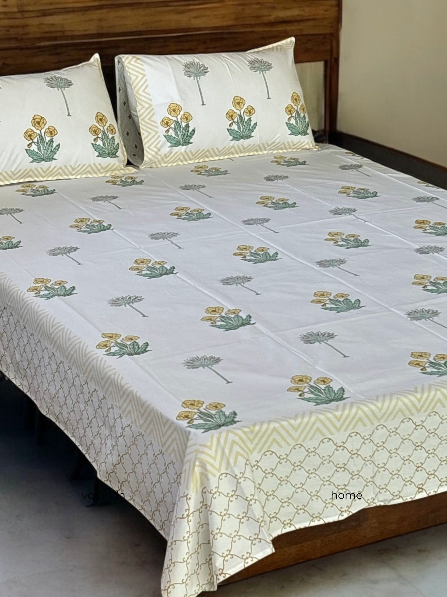 Floral Block Print Bedsheet