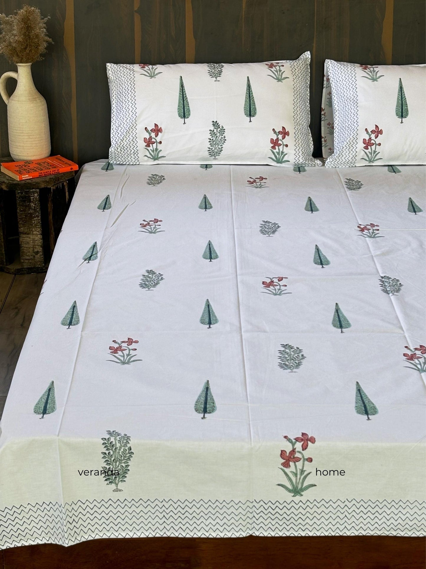 Floral Block Print Bedsheet