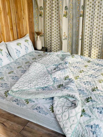 Block Print Botanical Quilt Set