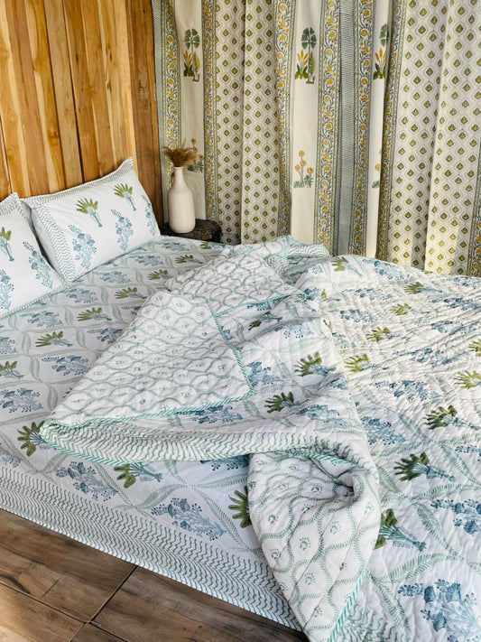 Block Print Botanical Quilt Set