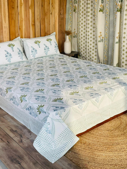 Block Print Botanical Bedsheet