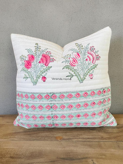 Phulwari Quilted Cushion Cover