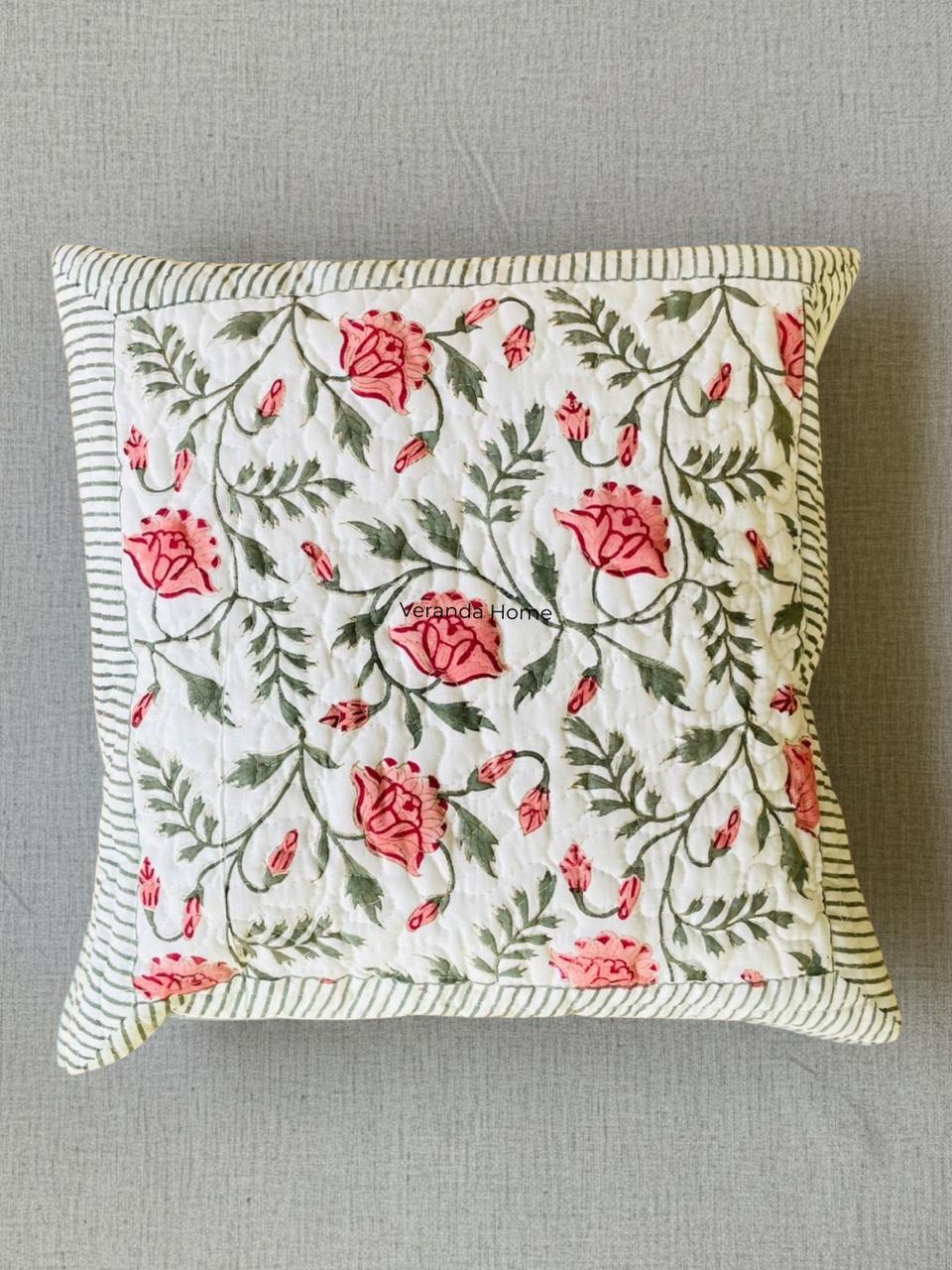 Mughal Bel Quilted Cushion Cover