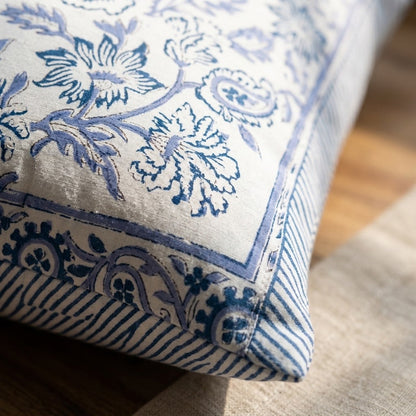 blue & white jaal floral Cushion cover