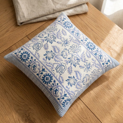 blue & white jaal floral Cushion cover