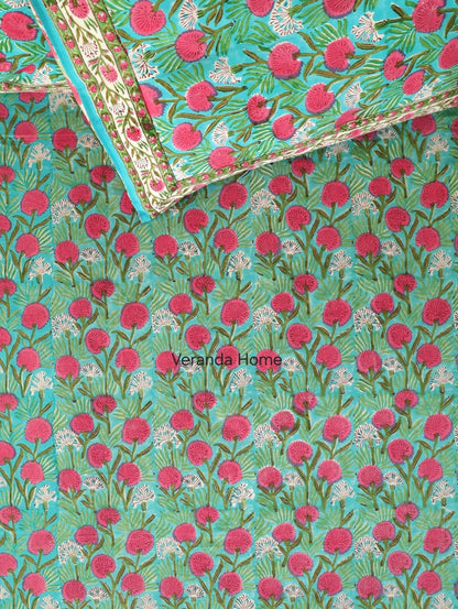 Floral Cotton Bedsheet with Pillow Cases