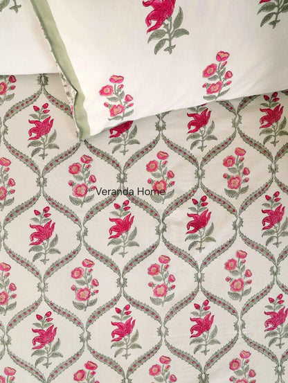Floral Cotton Bedsheet with Pillow Cases