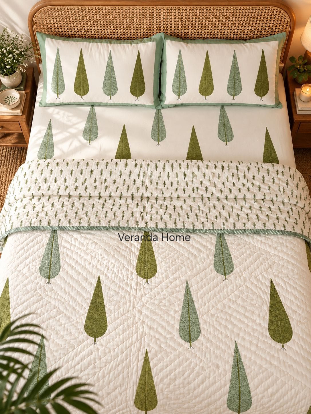 Block Print Botanical Quilt Set