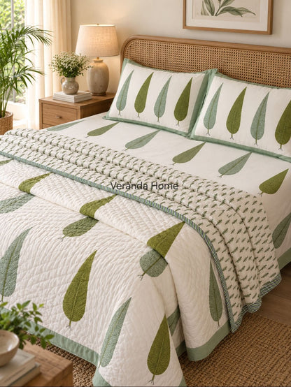 Block Print Botanical Quilt Set