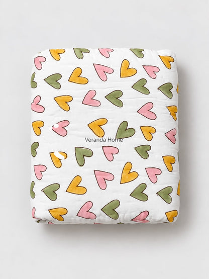 Heart Mulmul Baby Quilt