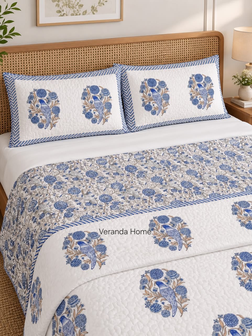 Neel Panchhi Reversible Block Print Bedcover