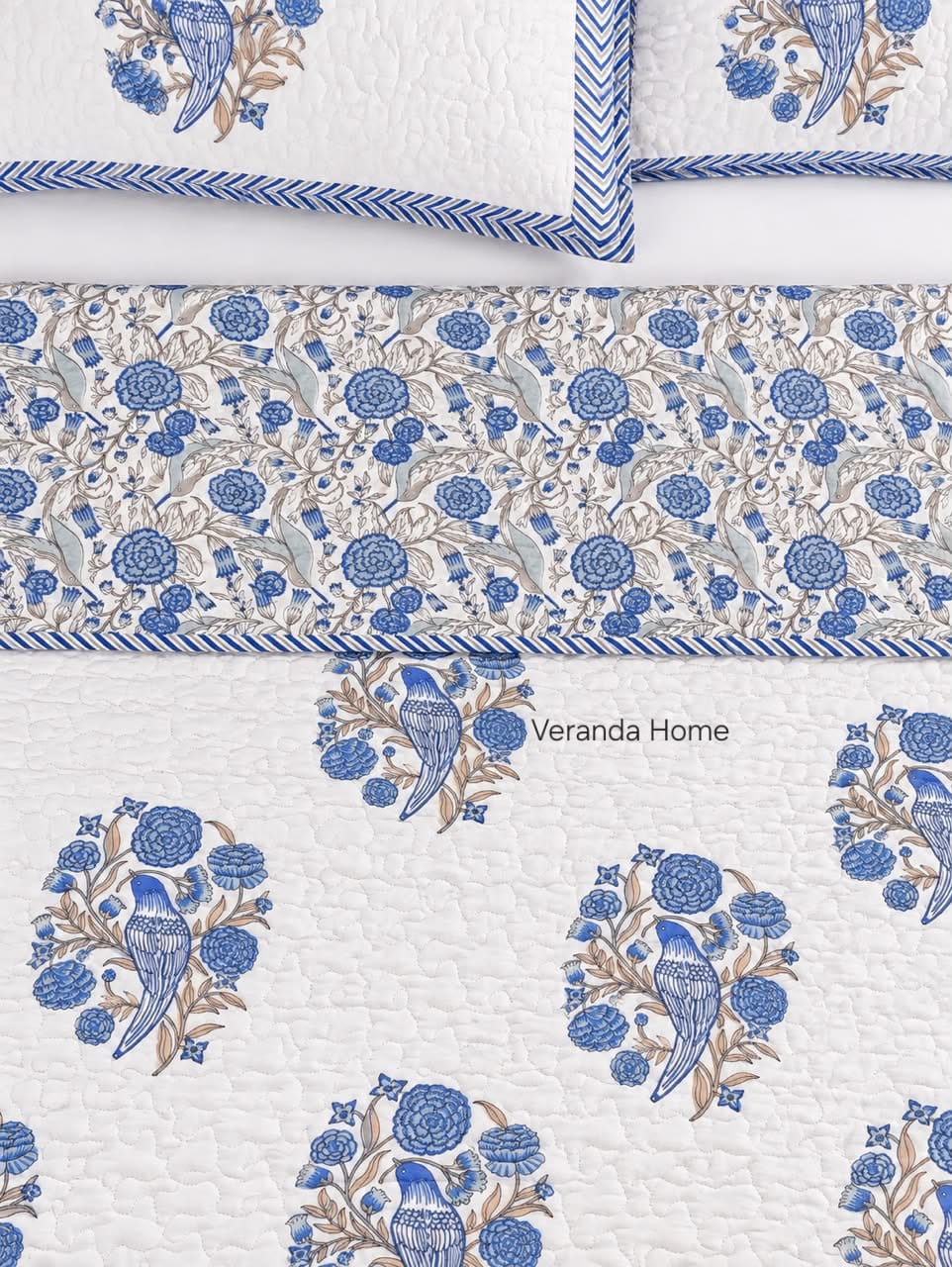 Neel Panchhi Reversible Block Print Bedcover