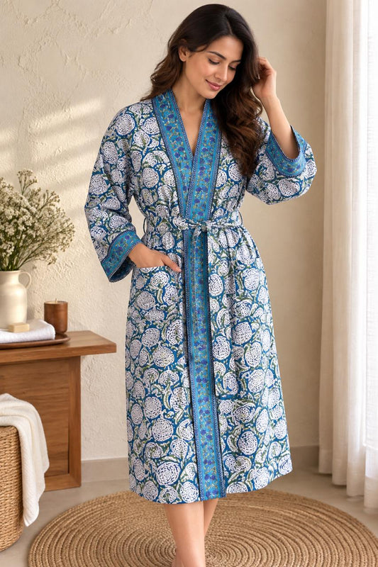 Powder Blue Jaal Bath Robe