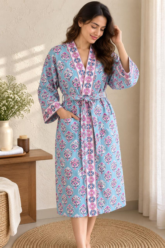 The Azure Bloom Kimono Bath robe