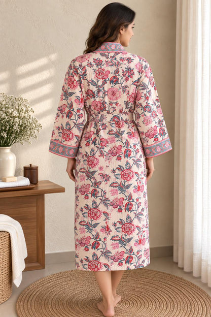 Blush Botanical Kimono Bath Robe