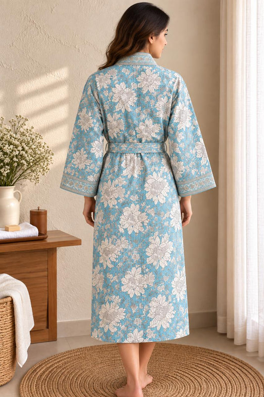 Cerulean Dahlia Kimono Robe