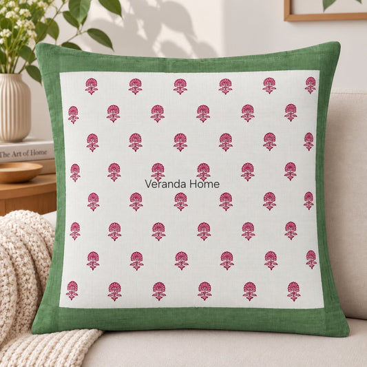 Gulmohar Meadow Linen Cushion Cover