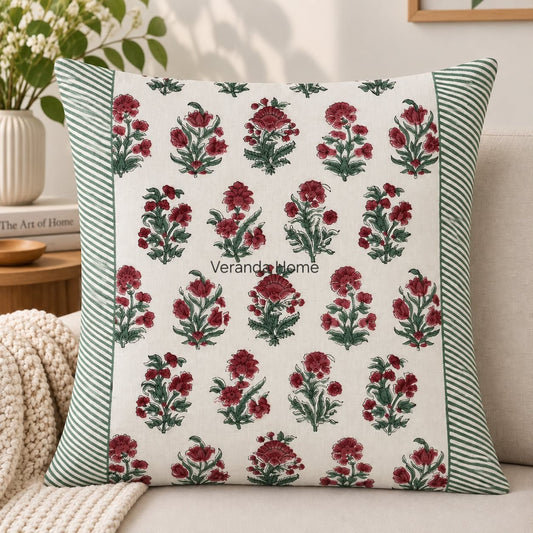 Sage & Rose Block Print Accent Cushion Cover