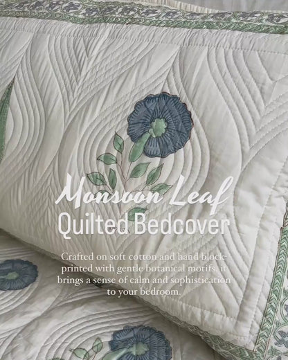 Monsoon Leaf Cotton Quilted Bedcover