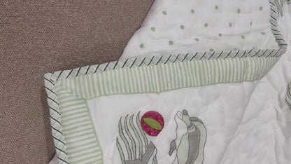Dolphin print mulmul baby quilt