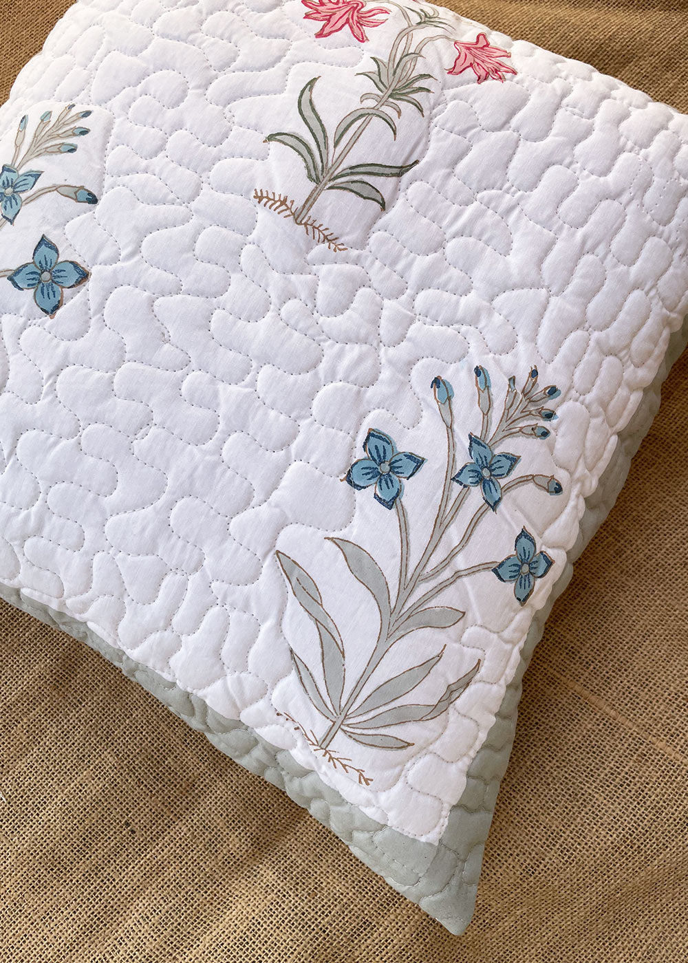 Palm Printed Quilted Cushion Covers